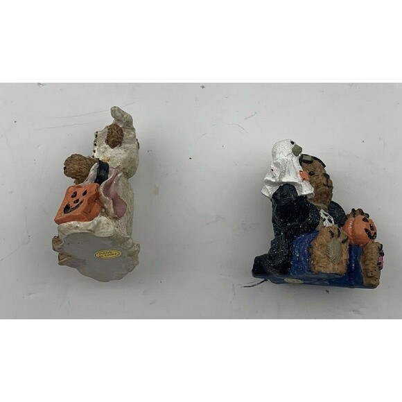 Set of 2 Halloween Bears Figurines Trick Or Treat Ghost Pumpkin Couple Decor - Picture 8 of 8